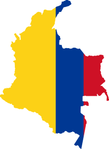 colombia-5323225_1280 outline of the country of Colombia with the flag's colors on the inside of the outline; A Major Energy Market