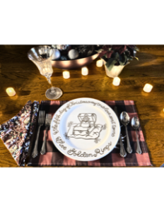 fivegoldenringsplate image of a Five Golden Rings Christmas plate and setting used to connect with each other in a family Christmas tradition