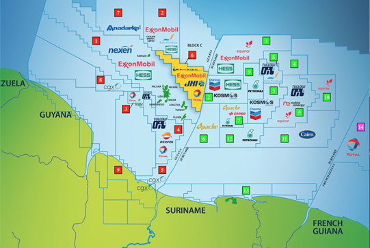 guyana map 1 map of offshore oil fields off the coast of Guyana