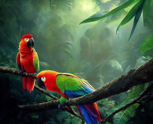 macaws-7490042_1280 rainforest with macaws, Brazil - a changing energy market