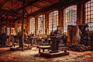 factory-4477482_1280 image of a factory from the past; Labor Day