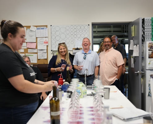 Mauriston Blending Room JD Laughing JD laughing with clients in Mauriston blending room; Appreciation Westlark Client Event