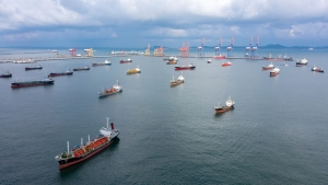 image of several transport ships on the ocean; OPIS; shifting global oil flow