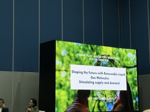 Shaping the future sign saying "shaping the future" at WLGA World Liquid Gas Week 2025 in Rio de Janeiro