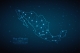 Abstract map of Mexico geometric mesh polygonal network line map of Mexico on dark blue background with lights; international market highlight