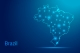 Brazil map - concept of communication technology, graphic of low poly. map of Brazil on dark blue background with lights; energy market highlight
