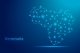 Venezuela map - concept of communication technology, graphic of low poly. map of Venezuela on blue background with lights; international market highlight