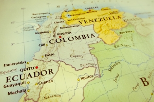 South America map of Colombia (also shows Venezuela and Ecuador)