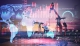 transparent world map and stock charts/graphs overlaid on top of photo of oil wells; world energy highlight; global market highlight