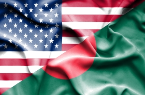 Waving flag of Bangladesh and USA Bangladesh and US flags; Bangladesh LPG