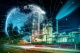 transparent globe overlaid on an oil refinery; international market highlight
