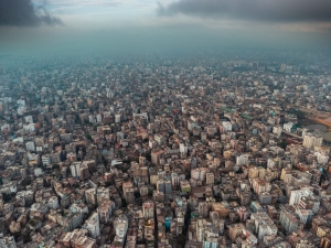 Dhaka Skyline: Aerial Perspective with Sky View