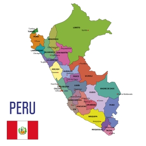 Vector highly detailed political map of Peru colorful map of Peru, showing regions