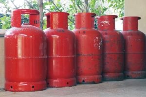 liquid petroleum gas (LPG) cylinders stored in an open chamber for safety purpose LPG cylinders stored in outside location; Bangladesh energy LPG