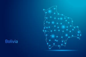 Bolivia map - concept of communication technology, graphic of low poly.